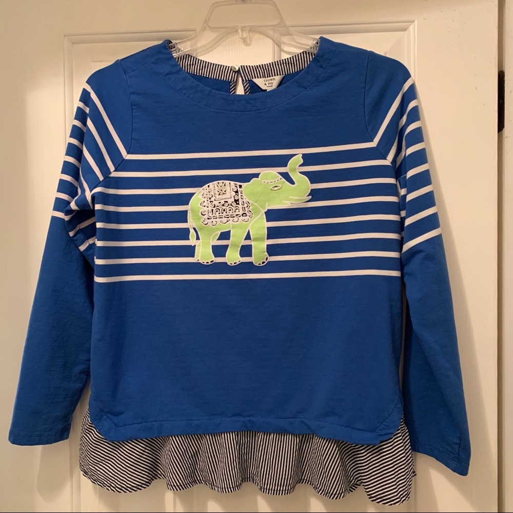 Crown & Ivy Long Sleeve Elephant Twofer Top-Size0X